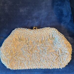 Bon Soir vintage handmade in Hong Kong with Italian beads beaded, sequin bag EUC